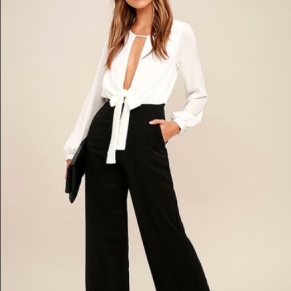 LULUS Overjoyed Black and White Jumpsuit NWT